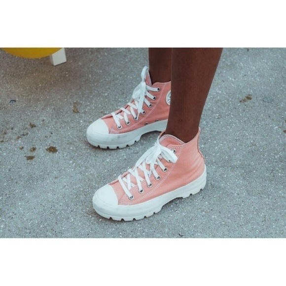 Converse Chuck Taylor All Star Pink Lugged Platform High Sneakers 7.5 - Picture 1 of 8